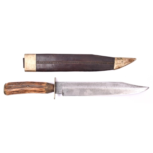 297 - A late Victorian Bowie knife by James Dixon & Sons, clipped back blade 9”, the ricasso marked “JAMES... 