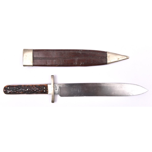 300 - A late Victorian Bowie knife by Joseph Rodgers,  single edged spear pointed blade 8¾”, the ricasso m... 