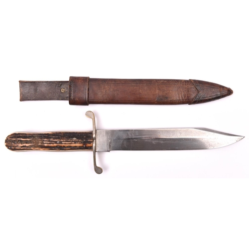 301 - An early 20th century Bowie knife,   heavy clipped back blade 9”, the ricasso marked “ED. WUSTHOT, S... 