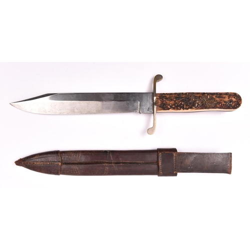 301 - An early 20th century Bowie knife,   heavy clipped back blade 9”, the ricasso marked “ED. WUSTHOT, S... 