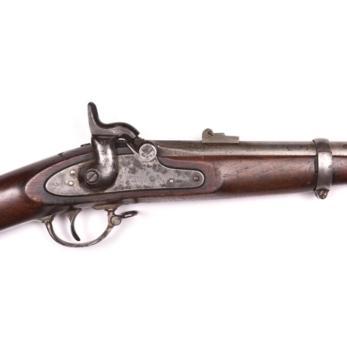 306 - A .58” Colt made Springfield model 1861 percussion rifled musket,  converted for use as a carbine, b... 