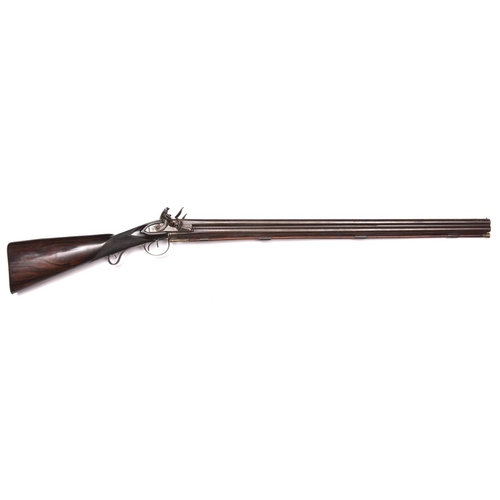 363 - An 18 bore double barrelled over and under flintlock sporting gun, by Tatham & Egg, c 1810,   48” ov... 