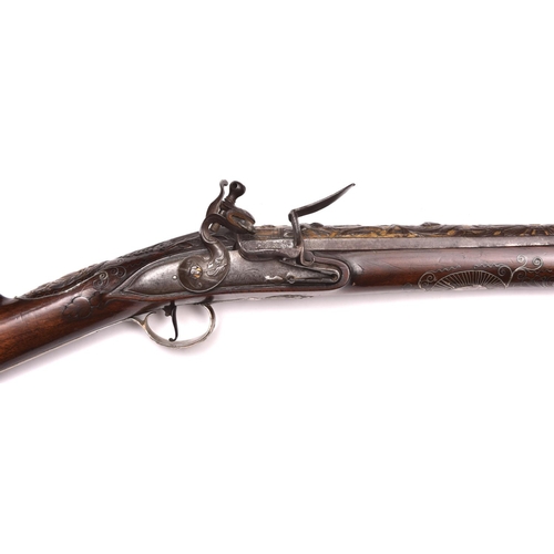 365 - A good silver mounted 14 bore flintlock sporting gun by Wilson, made for the Turkish market, c 1760,... 