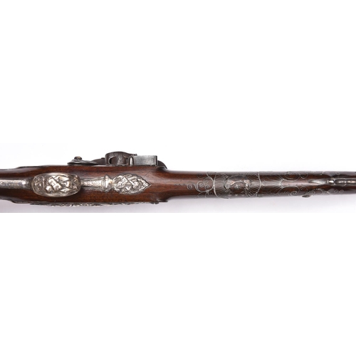 365 - A good silver mounted 14 bore flintlock sporting gun by Wilson, made for the Turkish market, c 1760,... 