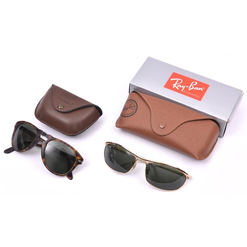 51 - 2x Sunglasses. A Ray-Ban Olympian. Together with a Persol Steve McQueen pair of folding glasses. Bot... 