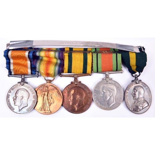 83 - Five: BWM, Victory, Territorial War Medal (374016 C.Q.M.Sjt T H Pyne, RA), Defence medal WWII, Terri... 