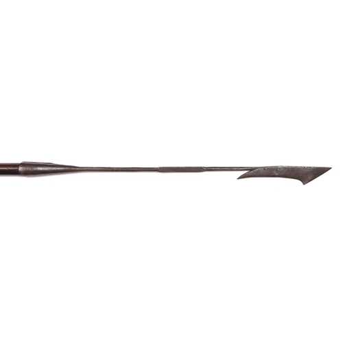 96 - An old harpoon,  iron head 33½”, on a wooden haft, 94” (8’10”) overall. GC