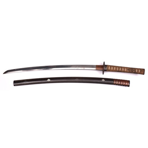 269 - A Chisa shinto katana with unsigned blade and sanbon suji hamon, 59cms. Iron fuchi kashira and strip... 