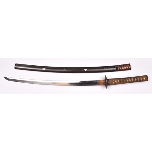 269 - A Chisa shinto katana with unsigned blade and sanbon suji hamon, 59cms. Iron fuchi kashira and strip... 