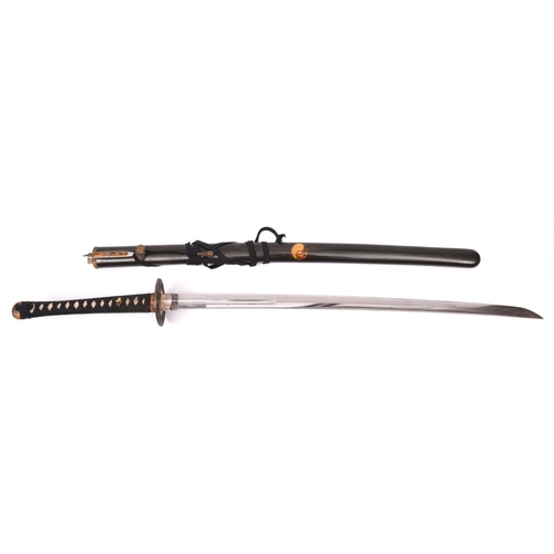 271 - A good quality modern katana with  mocktortoiseshell mounting, and tempered grooved unsigned blade, ... 