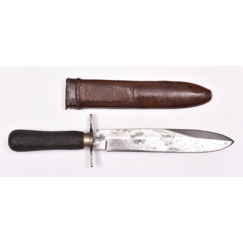 294 - A Victorian Bowie knife by Thornhill, broad single edged blade 8½” with false back edge, the riccass... 