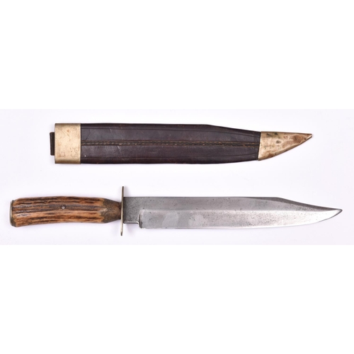 297 - A late Victorian Bowie knife by James Dixon & Sons, clipped back blade 9”, the ricasso marked “JAMES... 