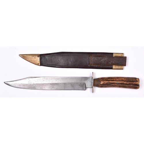 297 - A late Victorian Bowie knife by James Dixon & Sons, clipped back blade 9”, the ricasso marked “JAMES... 