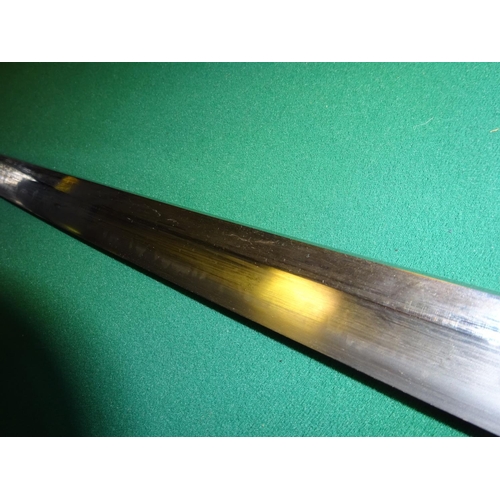 270 - A katana 64.5cm blade with slight curve  configuration (Kambun style) with choji hamon, shortened Sh... 