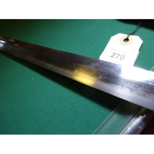 270 - A katana 64.5cm blade with slight curve  configuration (Kambun style) with choji hamon, shortened Sh... 