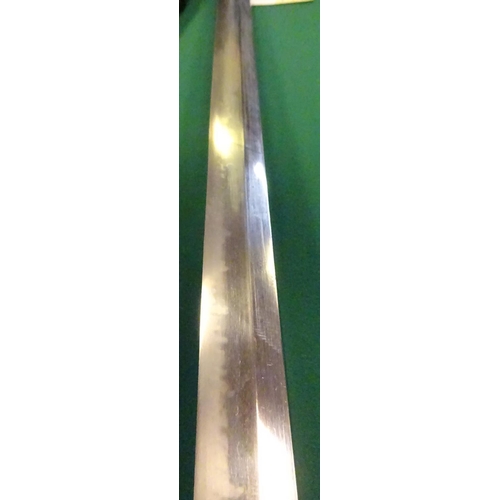 270 - A katana 64.5cm blade with slight curve  configuration (Kambun style) with choji hamon, shortened Sh... 