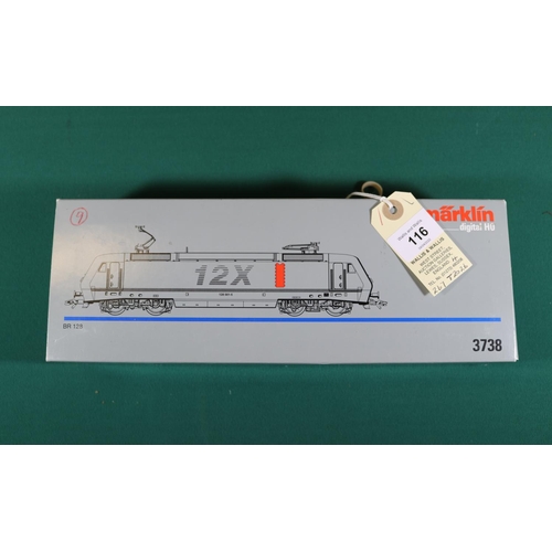 116 - 4 Marklin items. A digital HO gauge DB class BR 128 Bo-Bo Electric Locomotive (3738). RN 128 001-5. ... 