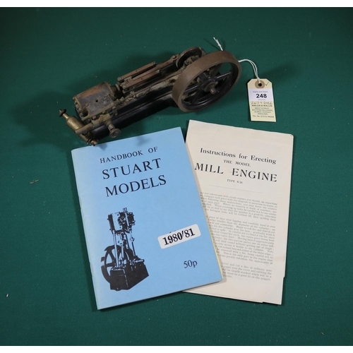 248 - A Stuart Models Mill Engine S50. A small single cylinder engine, approx 220mm long. With related 198... 