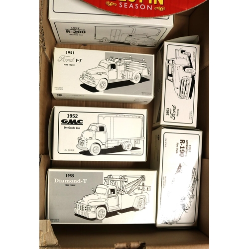 298 - 9 First Gear etc. American Trucks etc. Most 1:34 scale. 1953 Ford Pick-up, Rock Island. 1952 GMC Dry... 