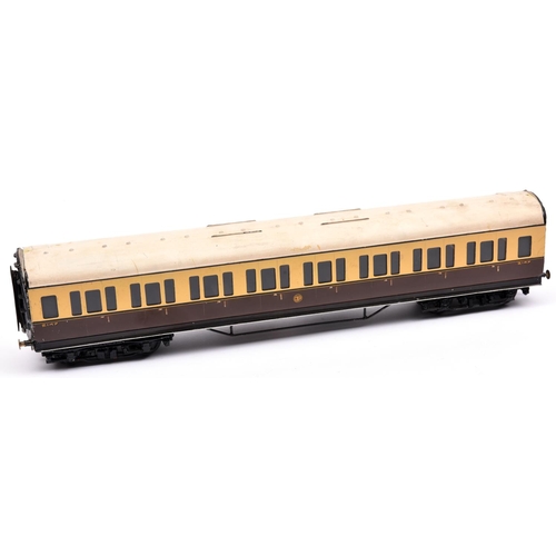 223 - An Exley O gauge GWR corridor coach. Full Third in Chocolate and Cream livery. With Exley label to b... 