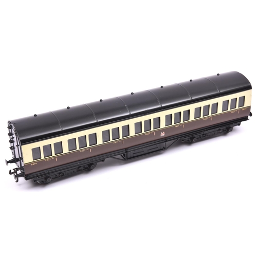 225 - An Exley O gauge K5 GWR coach. Full First in Chocolate and Cream livery. With Exley label to base. G... 