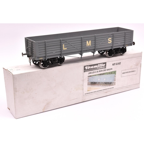 238 - A Gauge One Tenmille Products kit built LMS (ex.CR) bogie iron ore wagon, in grey livery. A well con... 