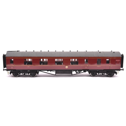 242 - A Gauge One Tenmille Products kit built LMS Brake First corridor coach, 5051, in lined maroon livery... 