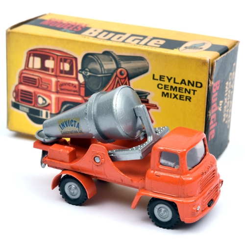 398 - Budgie Toys Leyland Cement Mixer (310). In orange with silver rotating drum, 'Invicta' on drum, with... 