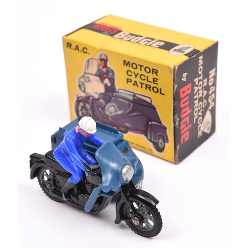 400 - Budgie Toys R.A.C. Motorcycle Patrol (454). In black and dark blue livery, spoked metal wheels with ... 