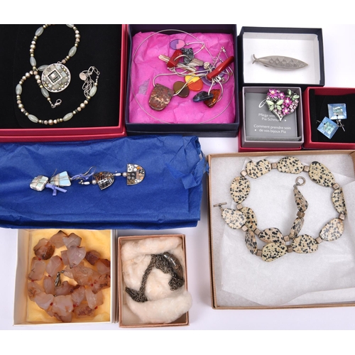 42 - A quantity of boxed items of jewelry, including several silver items. Mostly pairs of earrings by Pi... 