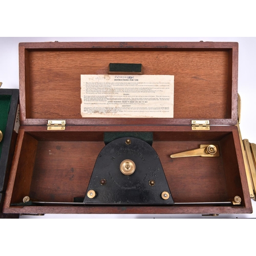 7 - 9x early 20th Century Scientific measuring instruments. Including; a Cased Clinometer. 3x cased spir... 