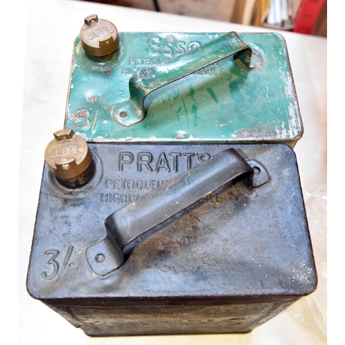 93 - A quantity of motoring related ephemera. Including 2x 1930s oil cans; Pratts oil in black and Esso i... 