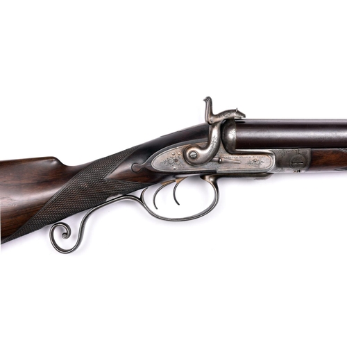 350 - A good rare double barrelled 12 bore underlever pinfire rifle, by William Moore & Grey, number 2311,... 