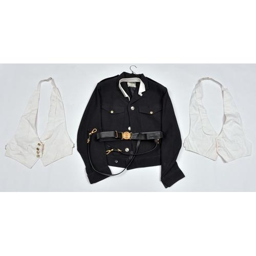 111 - Post 1953 RN officers' items: 2 jackets, pair of trousers, sword belt, mess jacket and trousers, wor... 