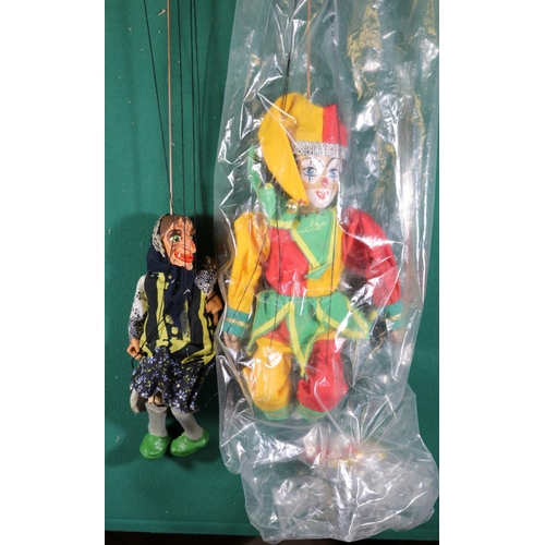 55 - 7x Marionettes by various makes and a Pelham Puppet style theatre. Puppets include; 2x Jester, 2x Wi... 