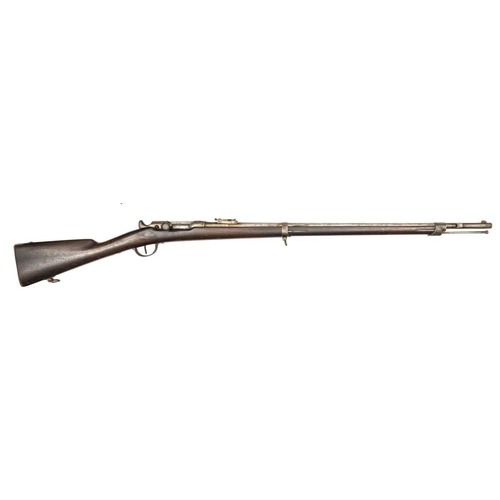 352 - A probably unique 11mm French Model 1866 Chassepot bolt action needle fire rifle,  51½” overall, bar... 