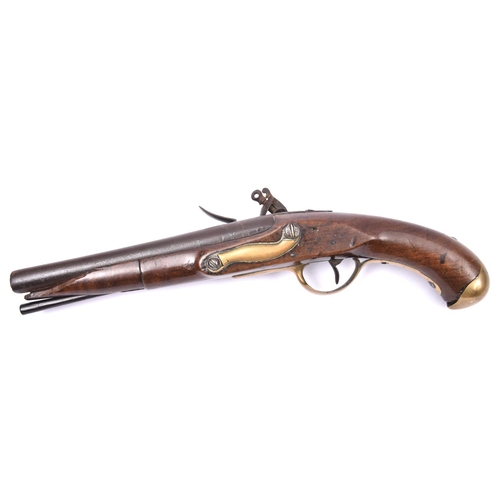 333 - A French 12 bore (17mm) 1763/66 pattern flintlock holster pistol, 16