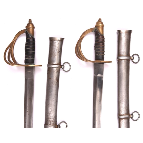 244 - Two modern Indian small military pattern swords, slightly curved blades 22½