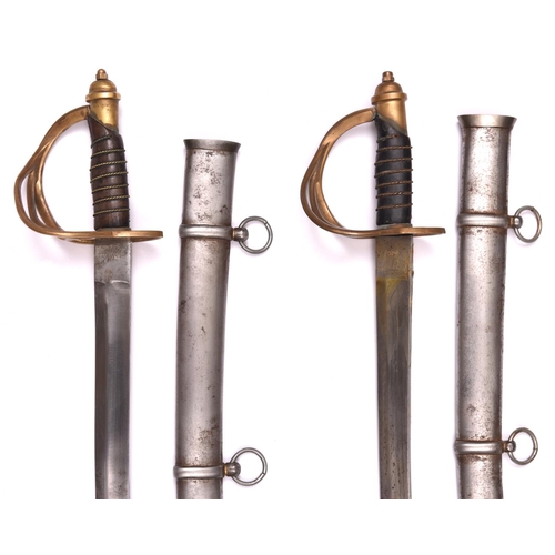 245 - Two modern Indian small military pattern swords, slightly curved blades 22½