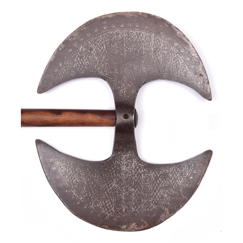 248 - A 19th Century Northern Indian axe, double crescent head 11