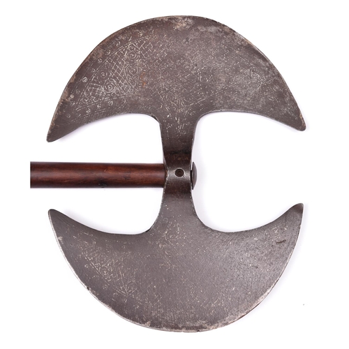 248 - A 19th Century Northern Indian axe, double crescent head 11