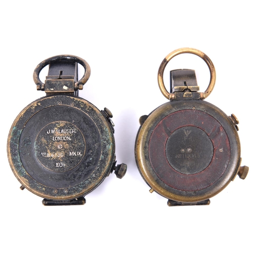 28 - A prismatic marching compass, the back marked with broad arrow over 