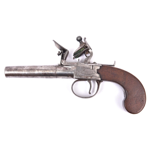 323 - A 55 bore flintlock boxlock pocket pistol, c 1810, turn of barrel 2½