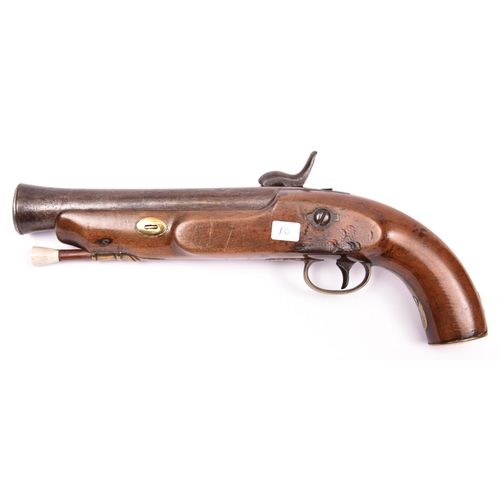 335 - A steel barrelled percussion blunderbuss pistol, swamped barrel 6½