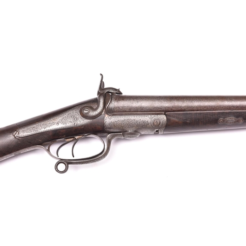 347 - A DB 12 bore underlever pin fire sporting gun by George Smith, barrel 30