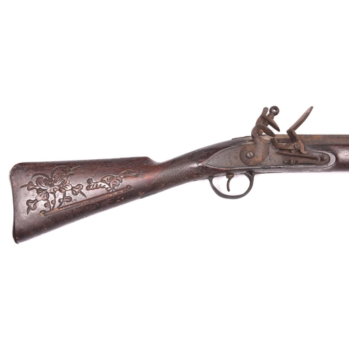 353 - An early 19th century Indian steel barrelled military style flintlock long blunderbuss or musketoon,... 