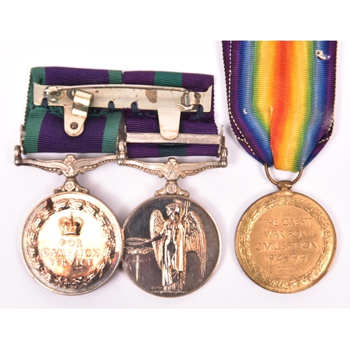 44 - Victory medal (R.L. Hannah, I.E, Tel. Dept - Indian Engineers Telegraph Dept), VF (little staining t... 