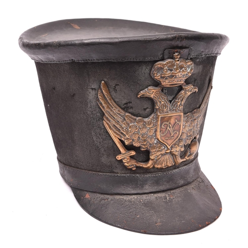 93 - A copy of an early 19th century shako of the Kingdom of Naples and Sicily, with brass eagle plate be... 