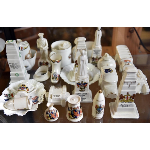 20 - 44 items of crested china. Including; Maidstone charabanc, Portsmouth WWI ambulance, WWI tank, Exmou... 