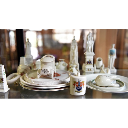 20 - 44 items of crested china. Including; Maidstone charabanc, Portsmouth WWI ambulance, WWI tank, Exmou... 